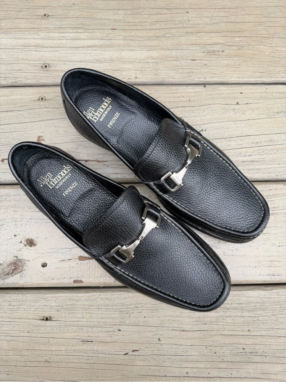 Allen Edmonds Firenze Black Pebbled Leather Bit Loafers